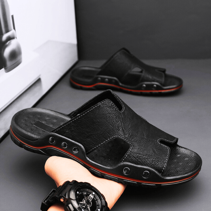 Nortvale - Classic Leather Slippers - 14:193#black;200000124:200000898