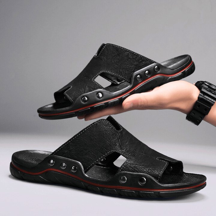 Nortvale - Classic Leather Slippers - 14:193#black;200000124:200000898