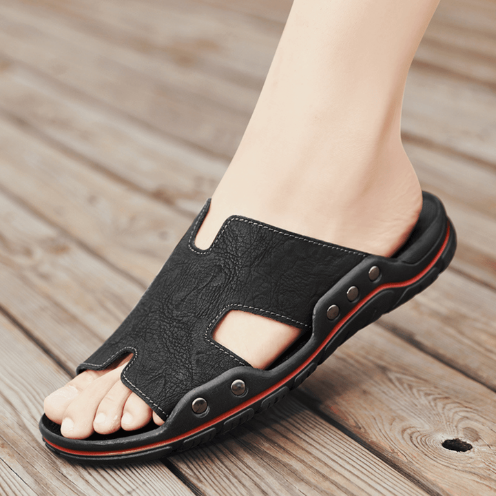 Nortvale - Classic Leather Slippers - 14:193#black;200000124:200000898