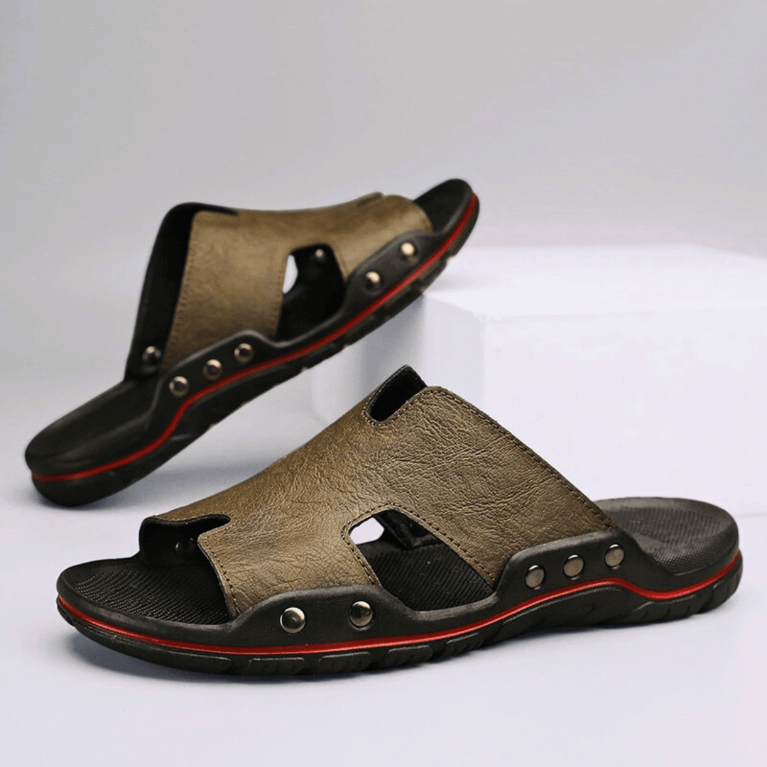 Nortvale - Classic Leather Slippers - 14:350850#Khaki;200000124:200000898