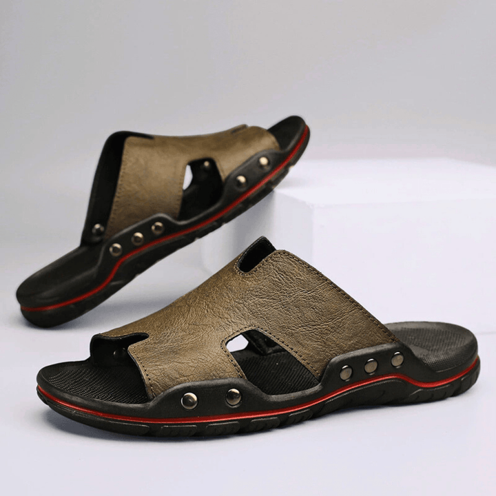 Nortvale - Classic Leather Slippers - 14:350850#Khaki;200000124:200000898