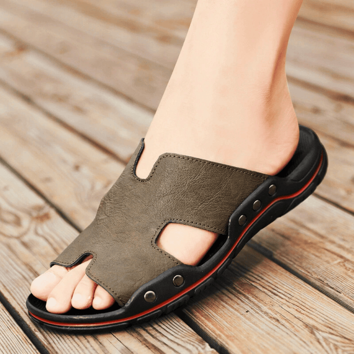 Nortvale - Classic Leather Slippers - 14:350850#Khaki;200000124:200000898