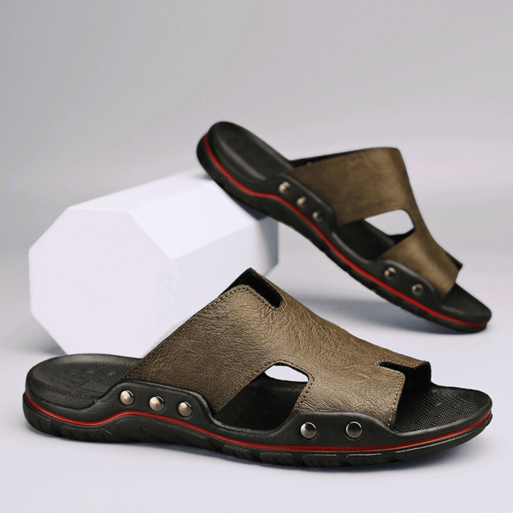 Nortvale - Classic Leather Slippers - 14:350850#Khaki;200000124:200000898