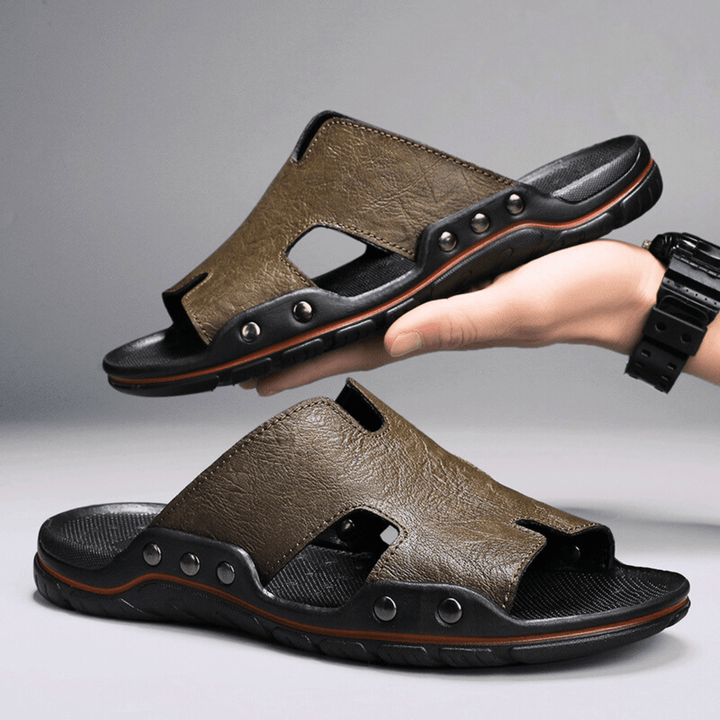 Nortvale - Classic Leather Slippers - 14:350850#Khaki;200000124:200000898