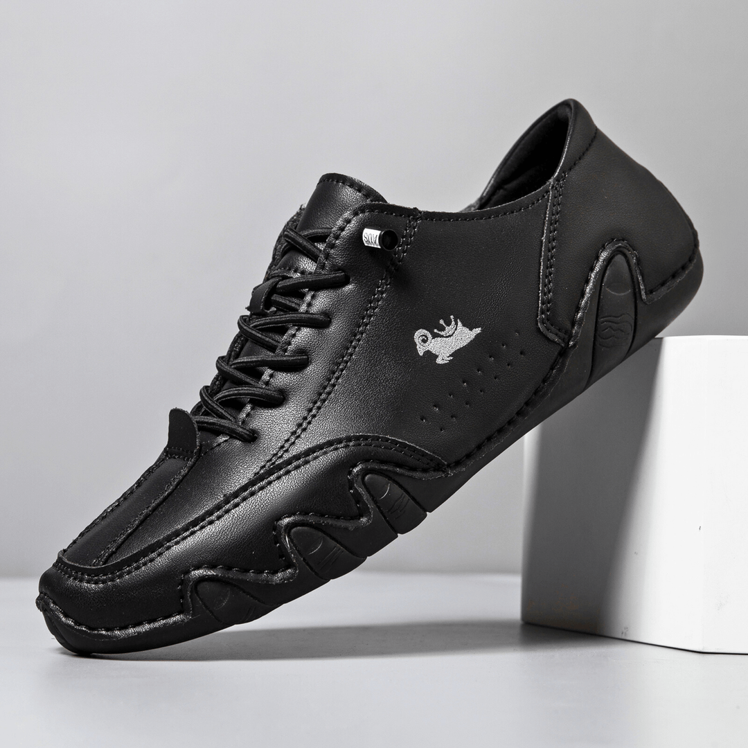 Nortvale - Comfortable Flat Leather Sneakers - 14:193#F8009 black;200000124:200000898
