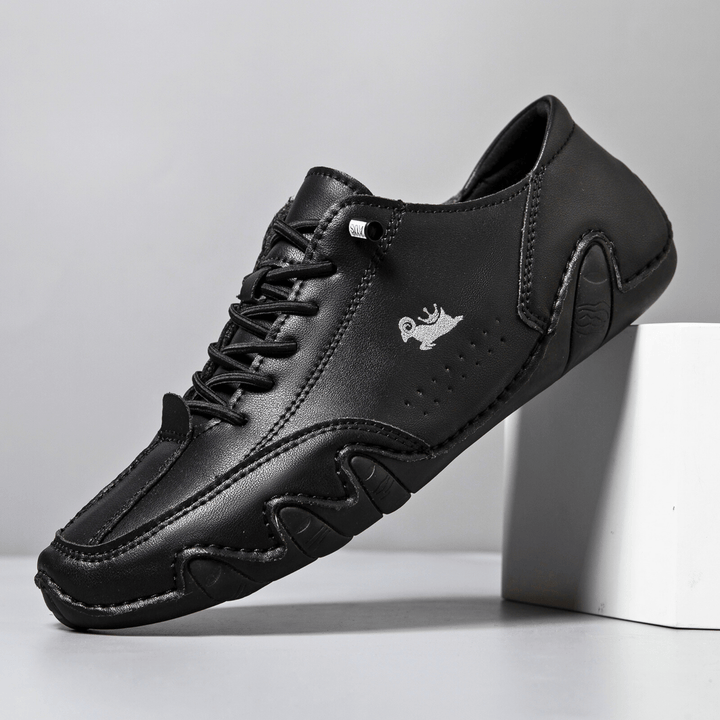 Nortvale - Comfortable Flat Leather Sneakers - 14:193#F8009 black;200000124:200000898
