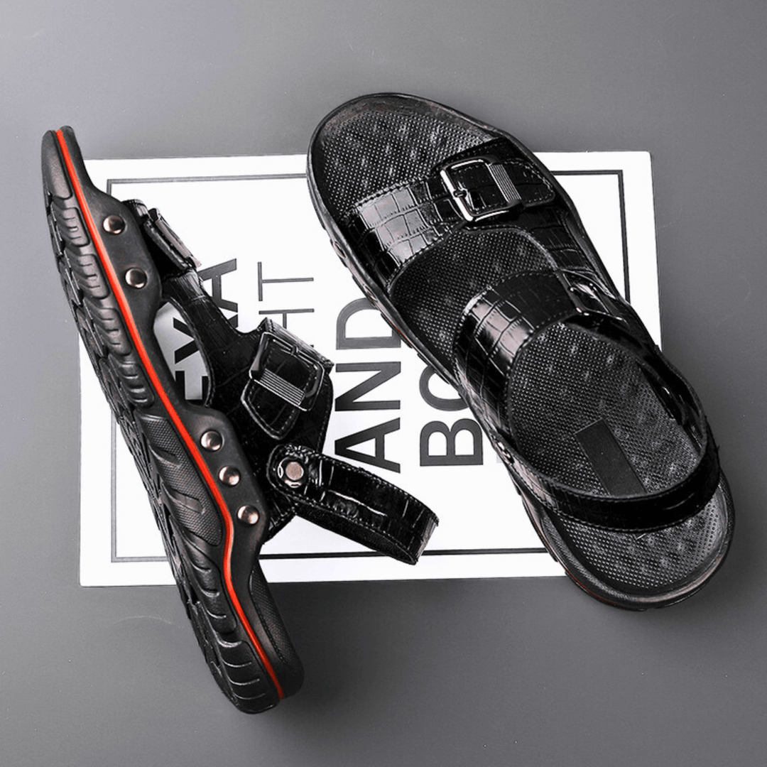 Nortvale - Comfortable Leather Sandals - 14:193#black;200000124:200000898