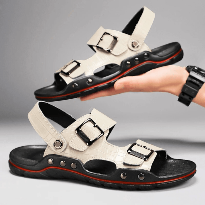 Nortvale - Comfortable Leather Sandals - 14:29#white;200000124:200000898