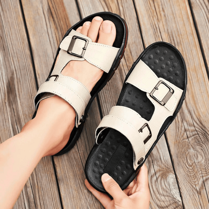 Nortvale - Comfortable Leather Sandals - 14:29#white;200000124:200000898