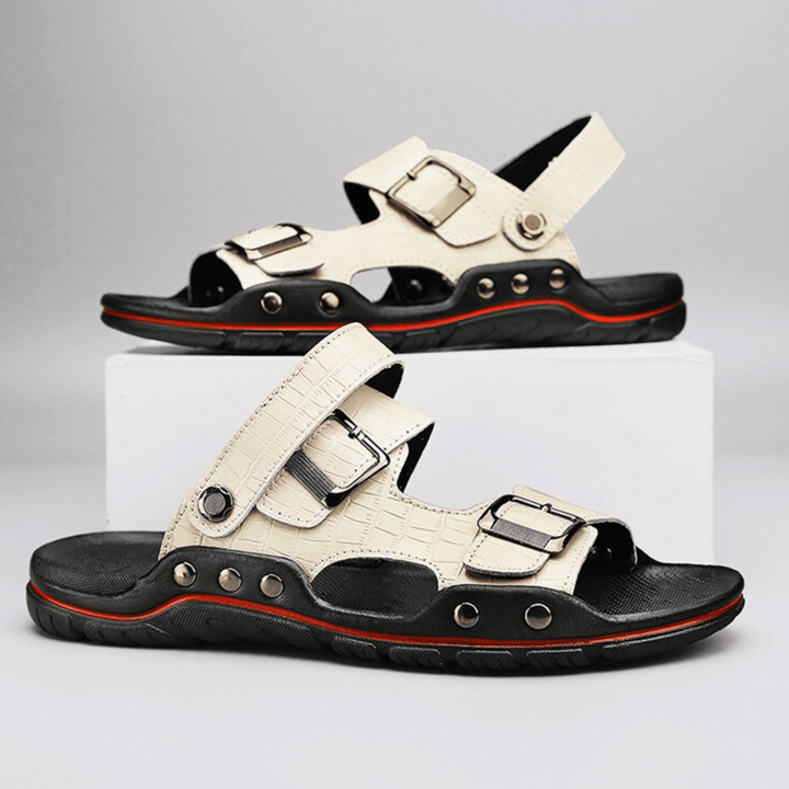 Nortvale - Comfortable Leather Sandals - 14:29#white;200000124:200000898