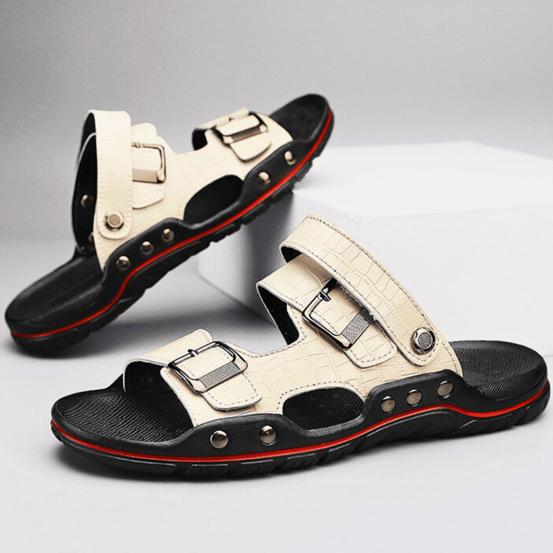 Nortvale - Comfortable Leather Sandals - 14:29#white;200000124:200000898