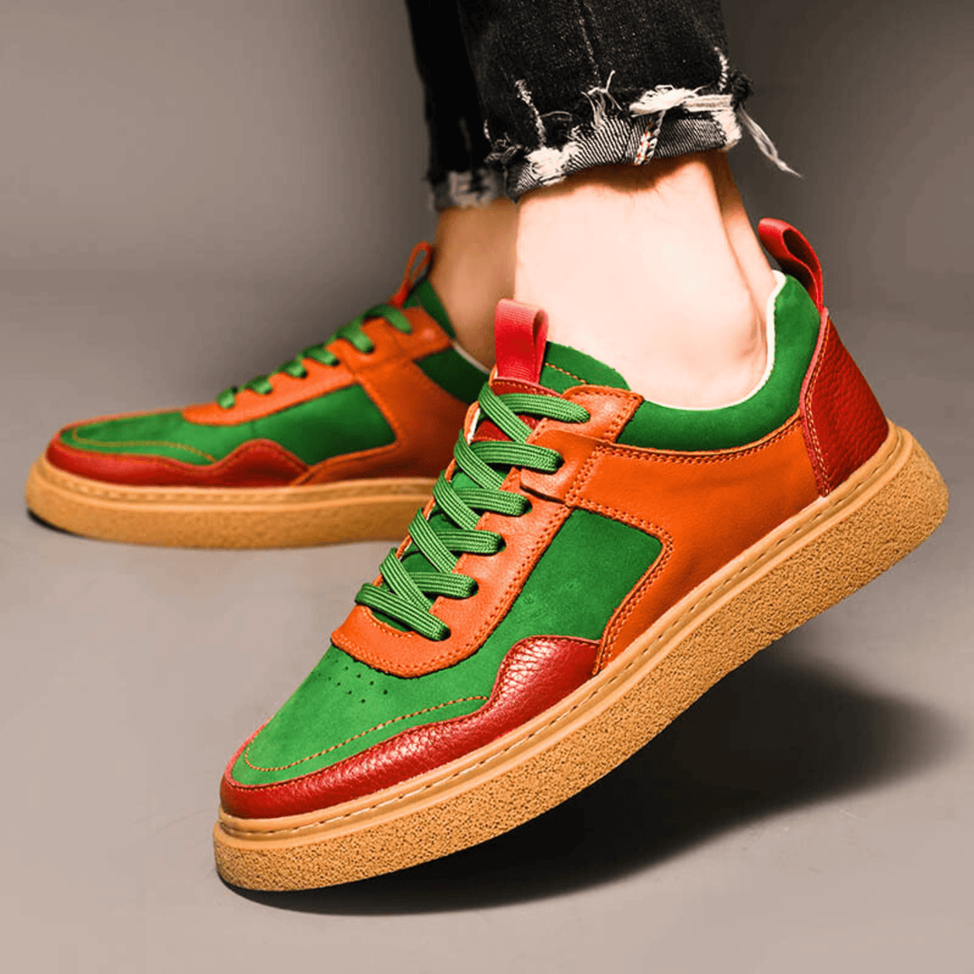 Nortvale - Designer Genuine Leather Sneakers - 14:350852#Lime Green;200000124:100010482