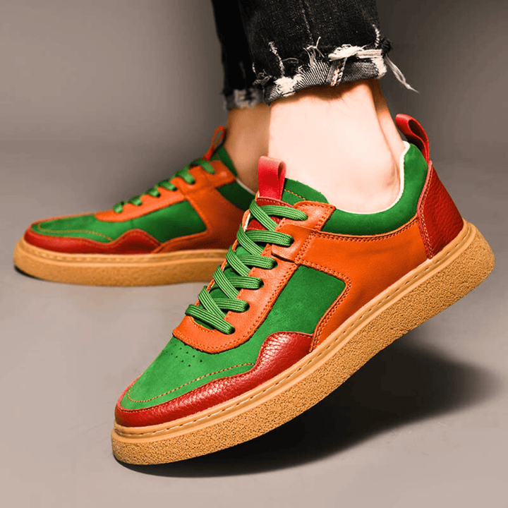 Nortvale - Designer Genuine Leather Sneakers - 14:350852#Lime Green;200000124:100010482