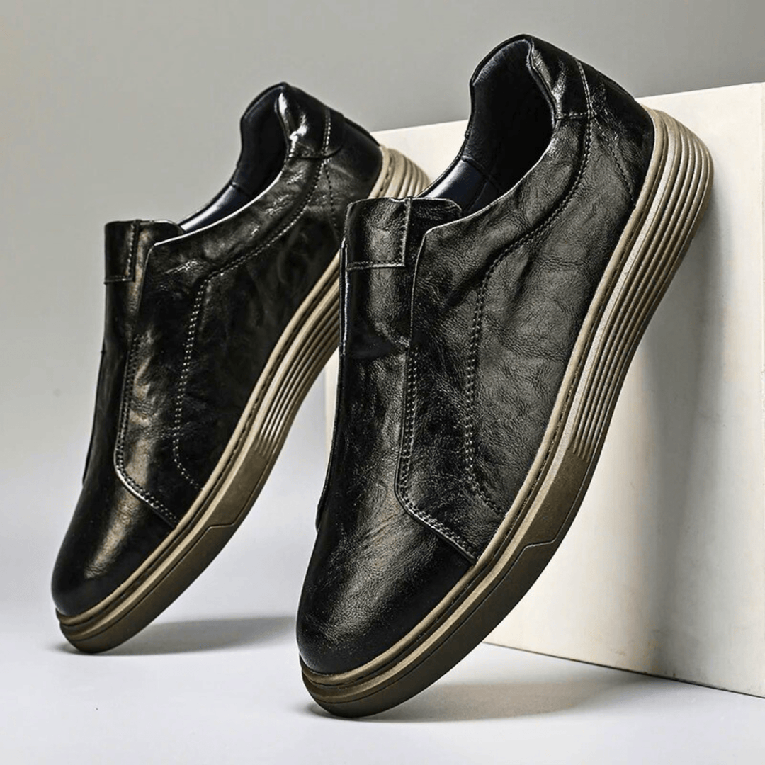 Nortvale - Genuine Leather Slip - On Sneakers - 14:193#Black;200000124:200000898