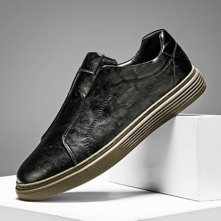 Nortvale - Genuine Leather Slip - On Sneakers - 14:193#Black;200000124:200000898