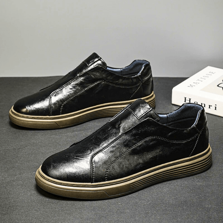 Nortvale - Genuine Leather Slip - On Sneakers - 14:193#Black;200000124:200000898