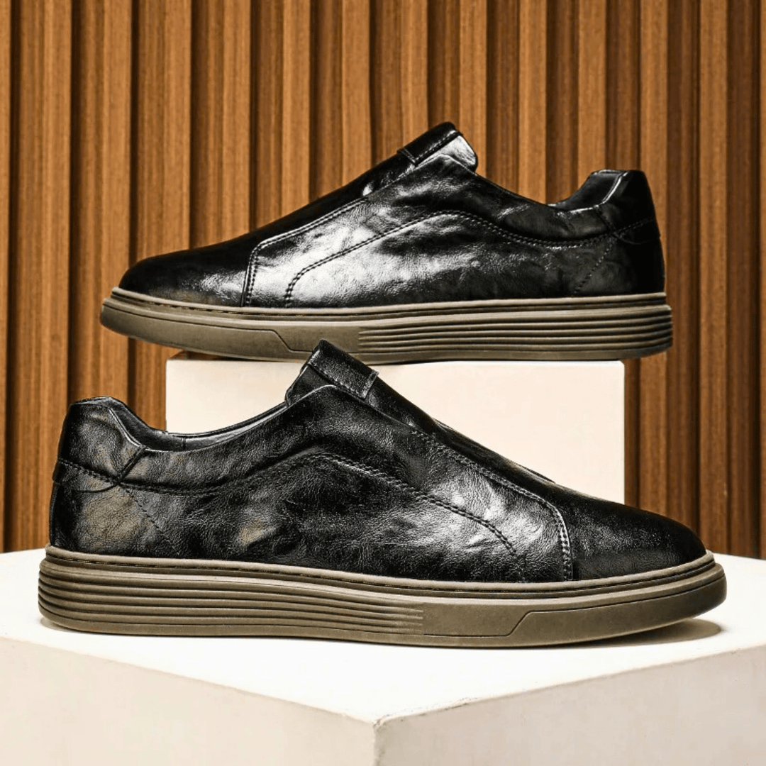 Nortvale - Genuine Leather Slip - On Sneakers - 14:193#Black;200000124:200000898