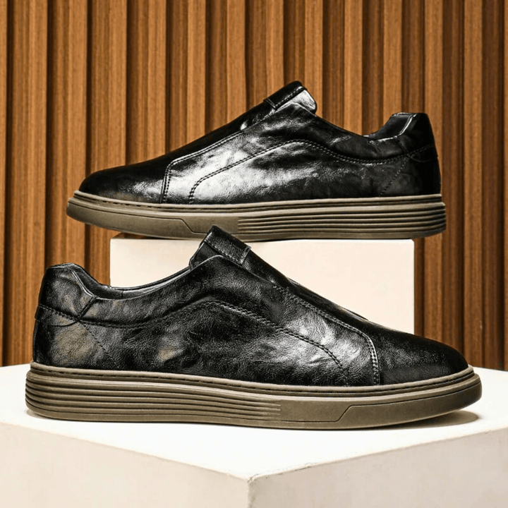 Nortvale - Genuine Leather Slip - On Sneakers - 14:193#Black;200000124:200000898