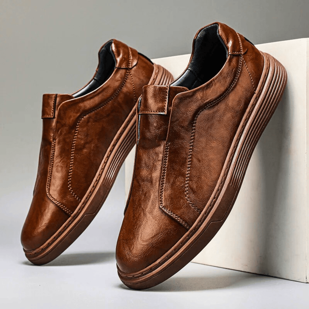 Nortvale - Genuine Leather Slip - On Sneakers - 14:365458#Brown;200000124:200000898