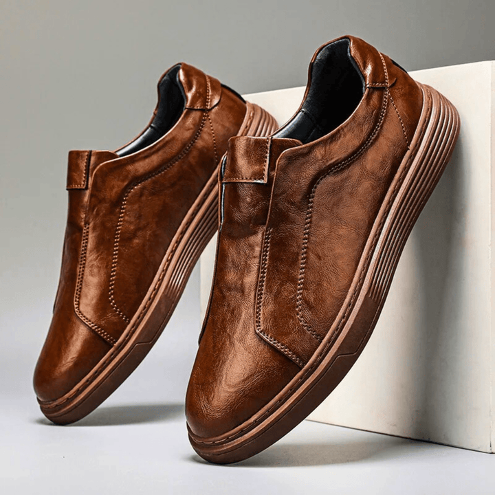 Nortvale - Genuine Leather Slip - On Sneakers - 14:365458#Brown;200000124:200000898