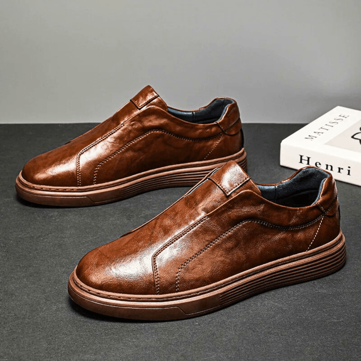 Nortvale - Genuine Leather Slip - On Sneakers - 14:365458#Brown;200000124:200000898