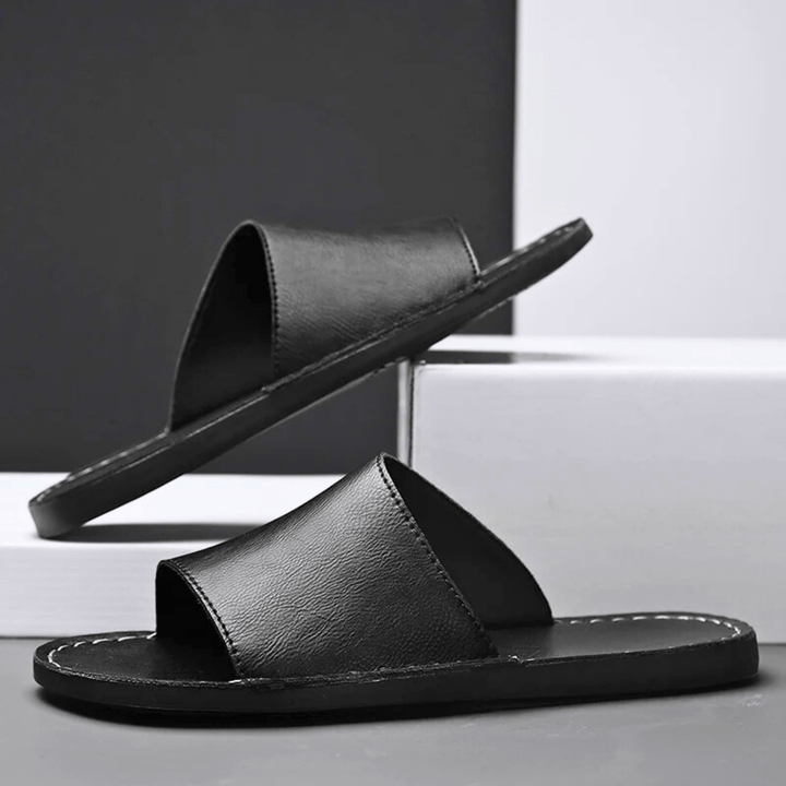 Nortvale - Genuine Leather Summer Slides - 14:193#Black;200000124:200000898