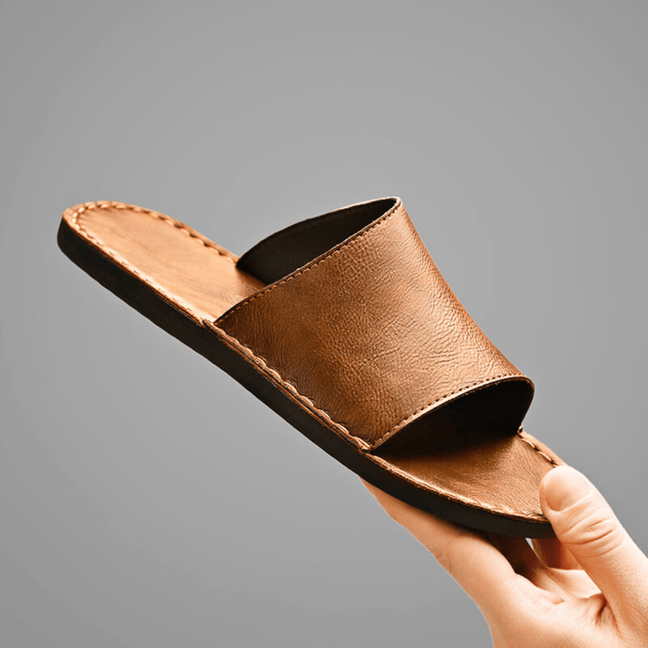 Nortvale - Genuine Leather Summer Slides - 14:29#White;200000124:200000898