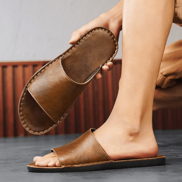 Nortvale - Genuine Leather Summer Slides - 14:29#White;200000124:200000898