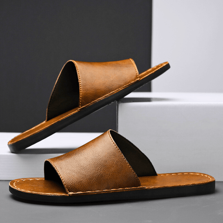 Nortvale - Genuine Leather Summer Slides - 14:29#White;200000124:200000898