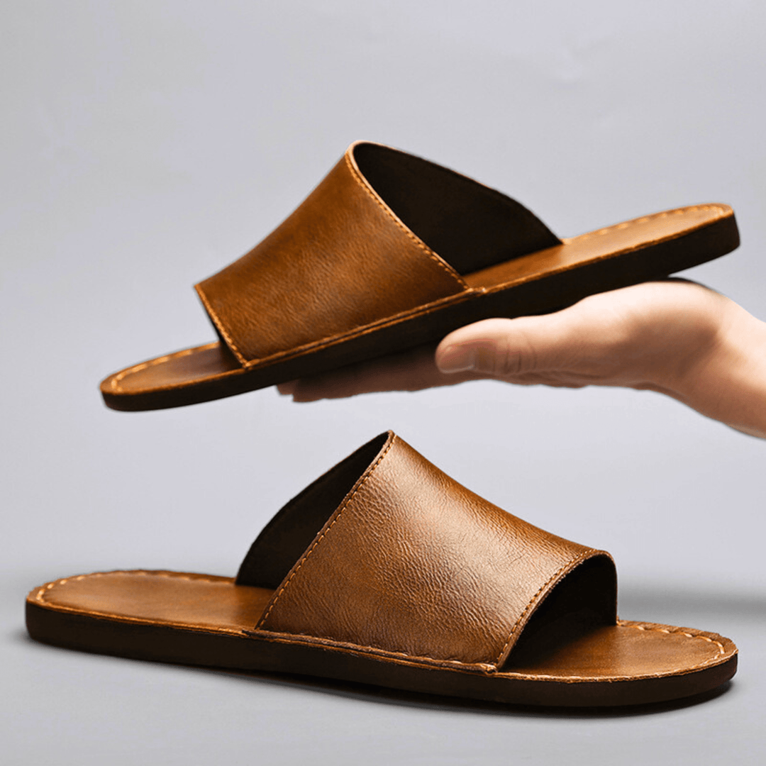 Nortvale - Genuine Leather Summer Slides - 14:29#White;200000124:200000898