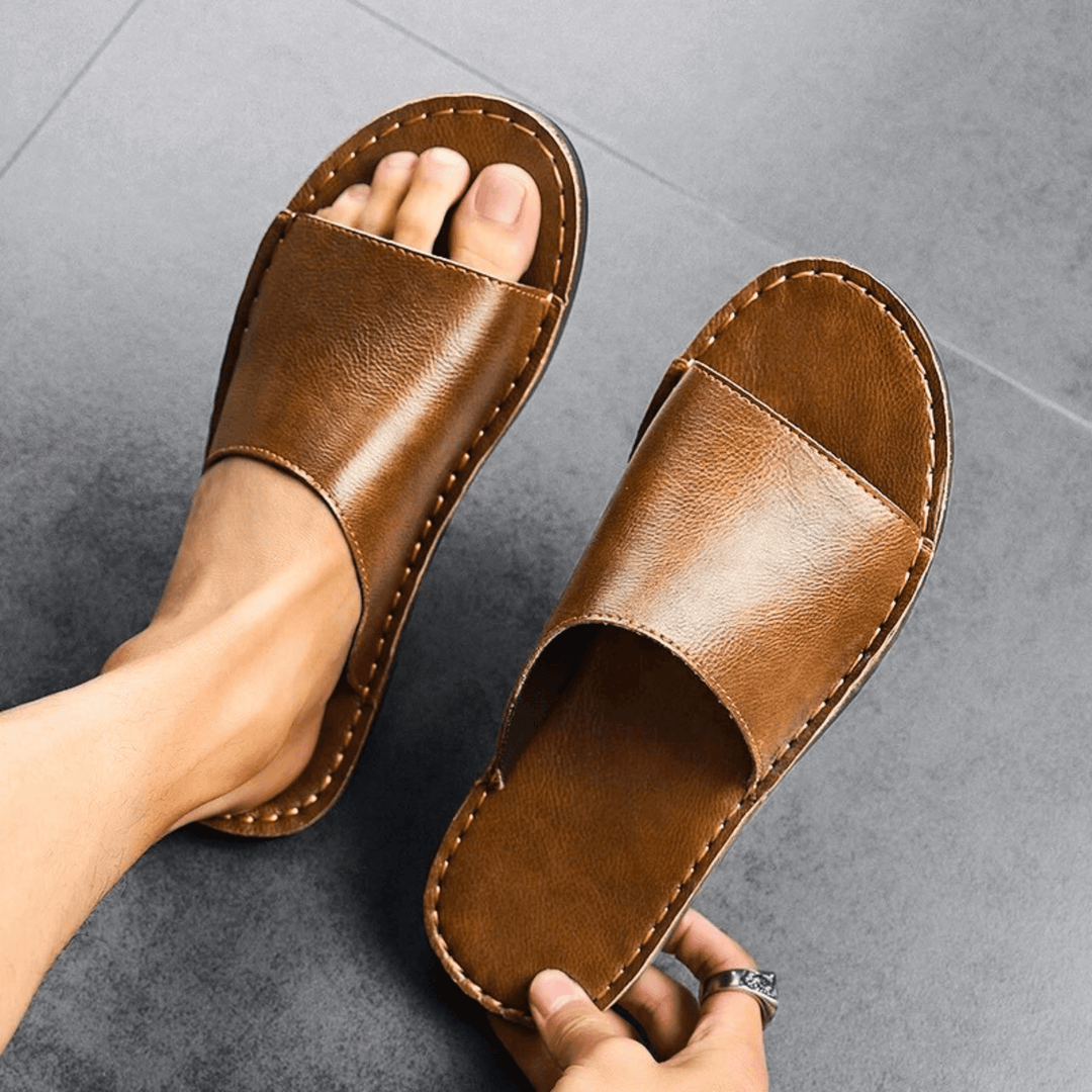 Nortvale - Genuine Leather Summer Slides - 14:29#White;200000124:200000898