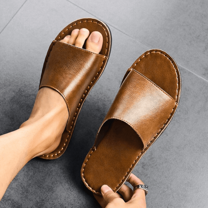 Nortvale - Genuine Leather Summer Slides - 14:29#White;200000124:200000898