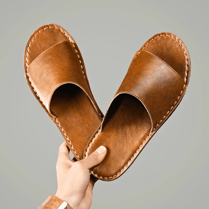 Nortvale - Genuine Leather Summer Slides - 14:29#White;200000124:200000898
