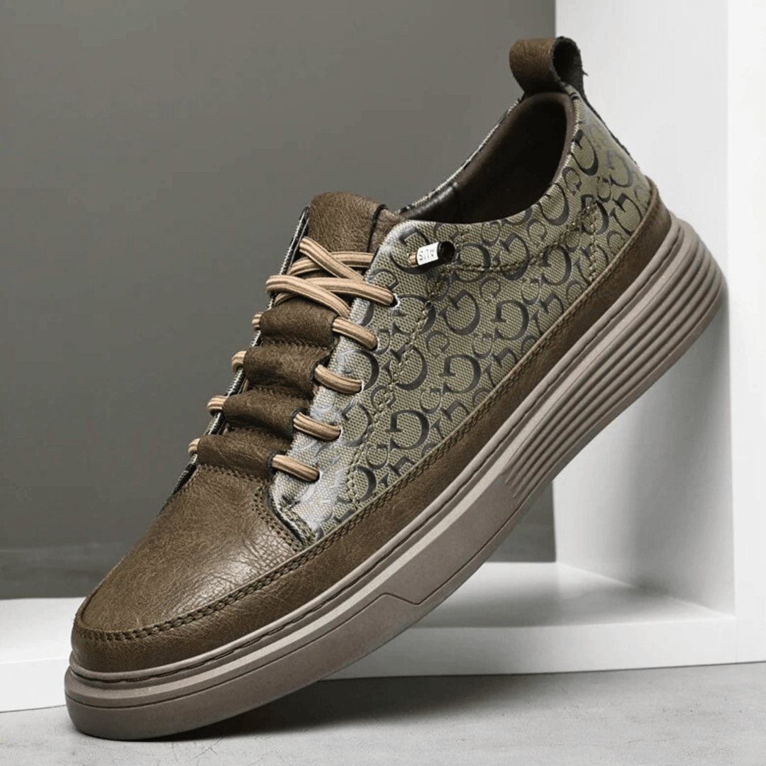 Nortvale - GritWalk Genuine Leather Sneakers - 14:200001438#Khaki;200000124:200000898