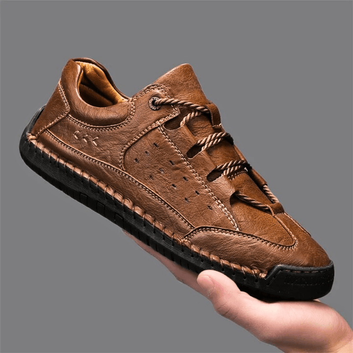 Nortvale - Hand - Stiched Leather Sneakers - 14:771#Khaki;200000124:200000364