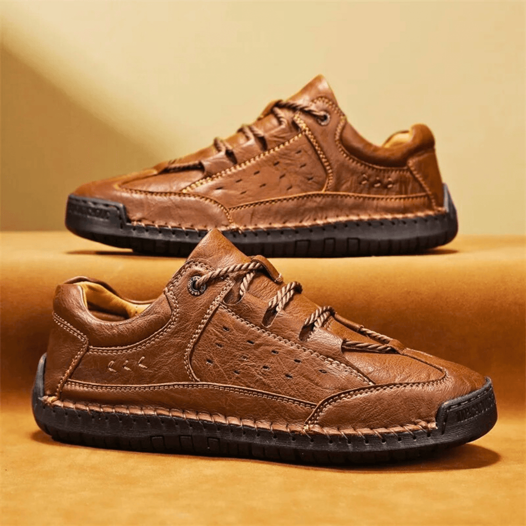 Nortvale - Hand - Stiched Leather Sneakers - 14:771#Khaki;200000124:200000364