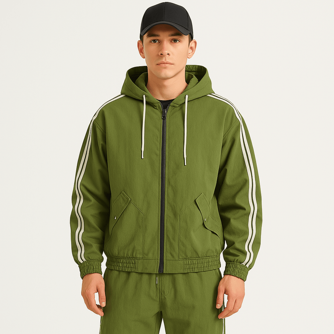 Nortvale - Hooded Tracksuit Set - 14:173#39507 Army Green;5:200661035
