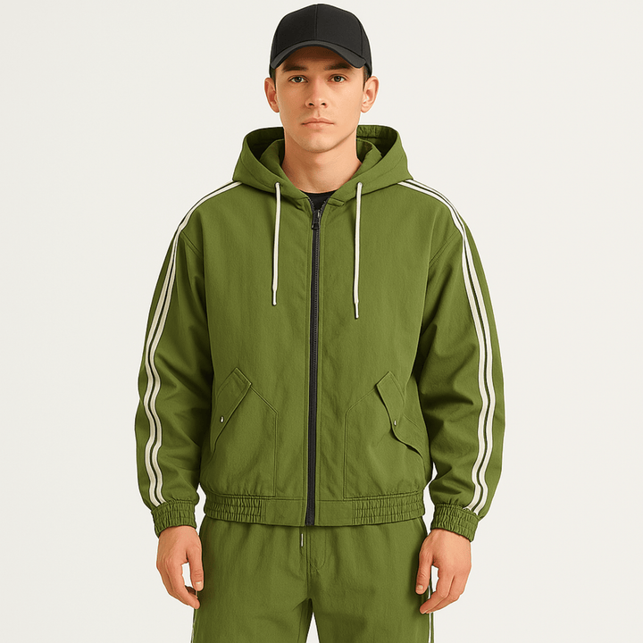 Nortvale - Hooded Tracksuit Set - 14:173#39507 Army Green;5:200661035