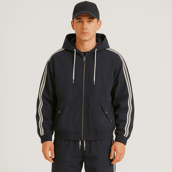 Nortvale - Hooded Tracksuit Set - 14:193#39507 Black;5:200661035