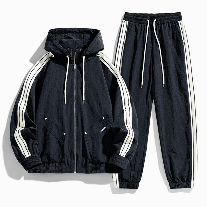 Nortvale - Hooded Tracksuit Set - 14:193#39507 Black;5:200661035