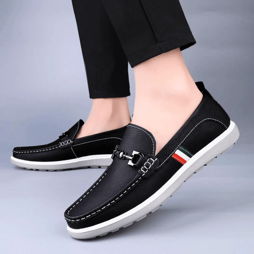 Nortvale - Italian Genuine Leather Slip - Ons - 14:193#Black;200000124:200000898