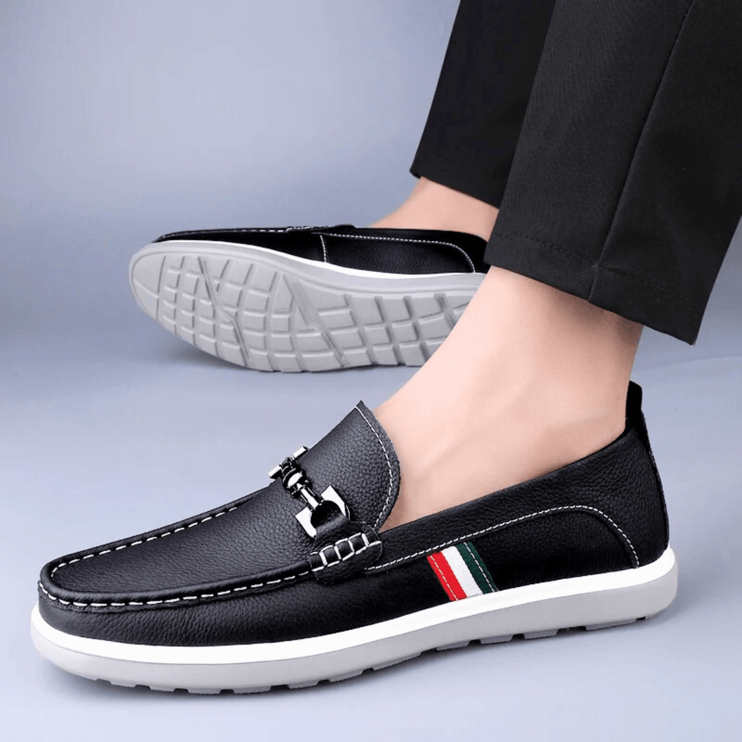 Nortvale - Italian Genuine Leather Slip - Ons - 14:193#Black;200000124:200000898