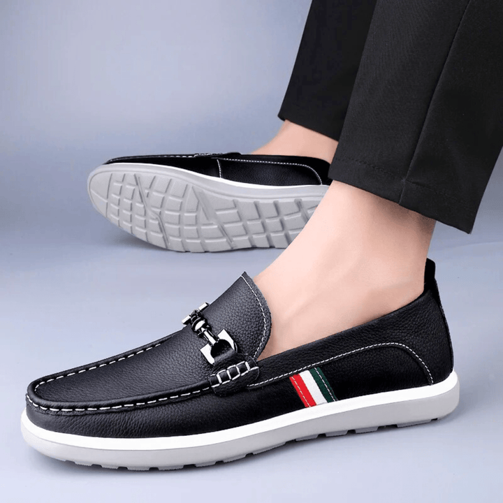 Nortvale - Italian Genuine Leather Slip - Ons - 14:193#Black;200000124:200000898