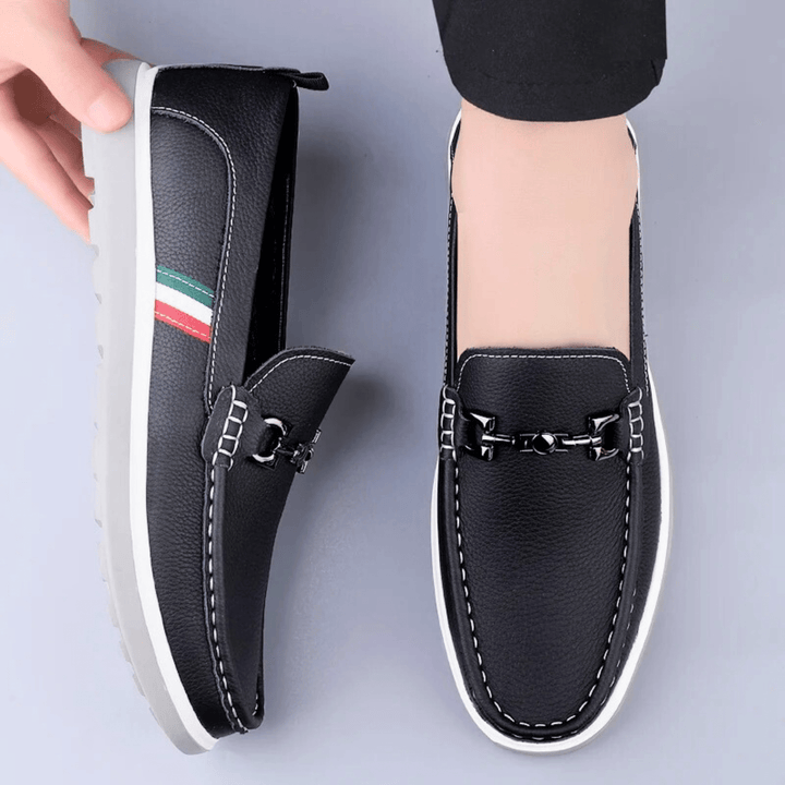 Nortvale - Italian Genuine Leather Slip - Ons - 14:193#Black;200000124:200000898