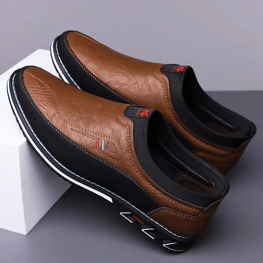 Nortvale - Leather Formal Slip - Ons - 14:366#light brown;200000124:200000898