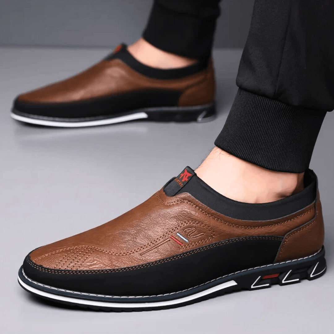 Nortvale - Leather Formal Slip - Ons - 14:366#light brown;200000124:200000898