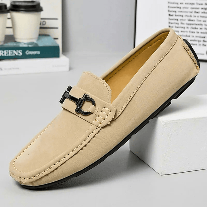 Nortvale - Lorenzi Suede Leather Drivers - 14:771Beige White;200000124:200000898
