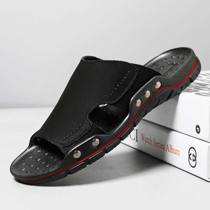 Nortvale - Non - Slip Leather Slippers - 14:193#Black;200000124:200000898