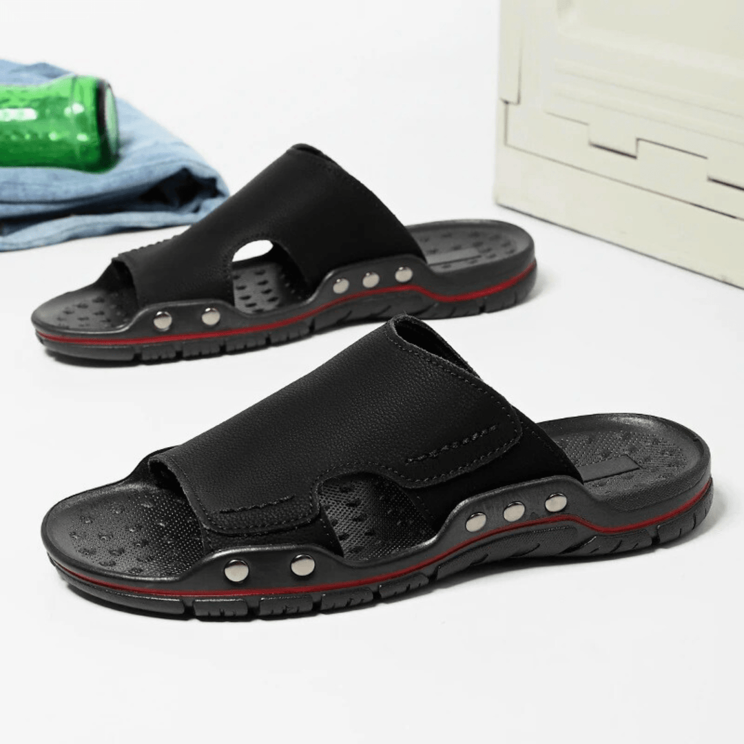 Nortvale - Non - Slip Leather Slippers - 14:193#Black;200000124:200000898
