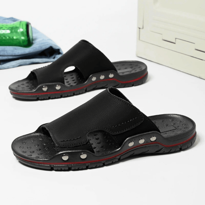 Nortvale - Non - Slip Leather Slippers - 14:193#Black;200000124:200000898